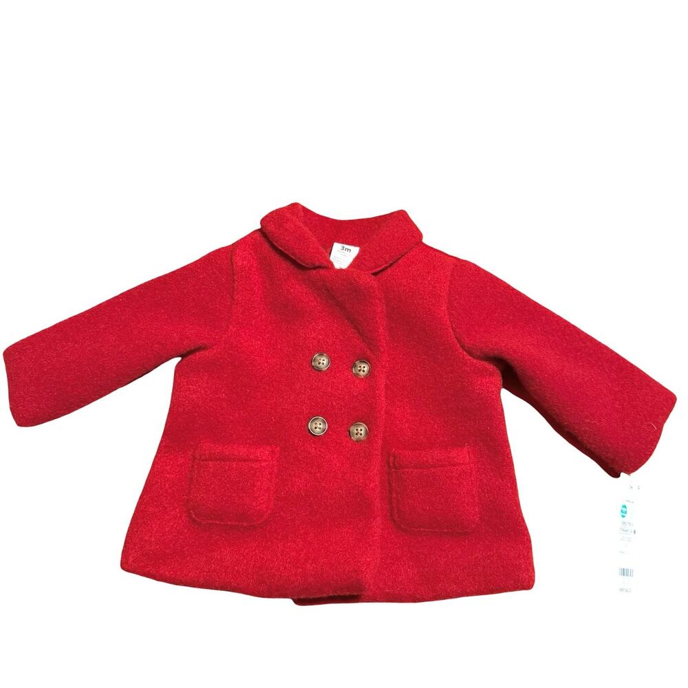 Carters Red Pea Coat Dressy Double Breasted NWT Winter Holiday sz 3 Months